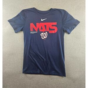 Nike Dri-Fit Washington Nationals T-Shirt Mens Small‎ MLB Navy Blue L Nats Logo